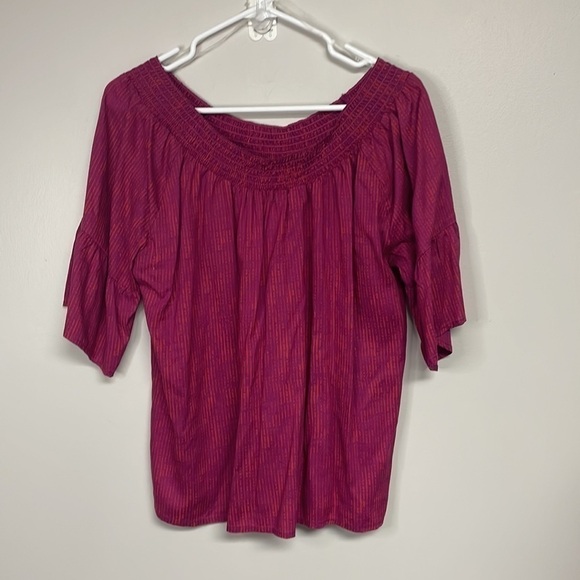 𝅺prana Chryssa Purple Sprinkle Elastic On Off Shoulder Top, XL, 12-14 - Picture 1 of 10